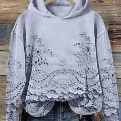 Rosa | Lace-Trim Charm Hoodie - Blue