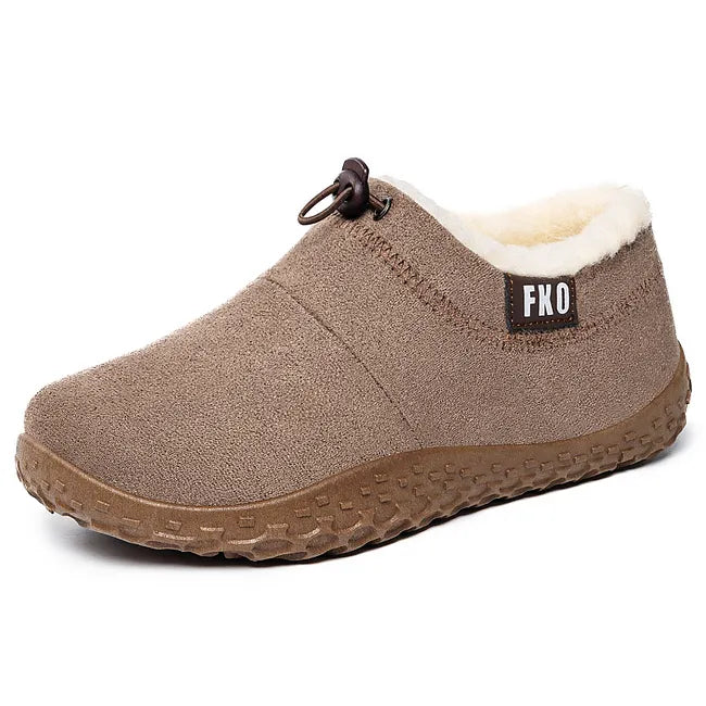 Kamira | Faux Fur Lined Slip-On Booties for Women - Khaki