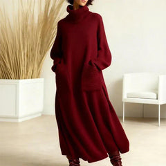 Irina High Collar Dress - Red