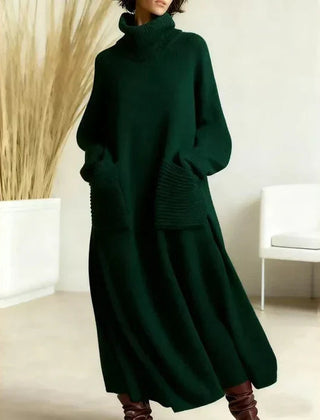 Irina High Collar Dress - Green