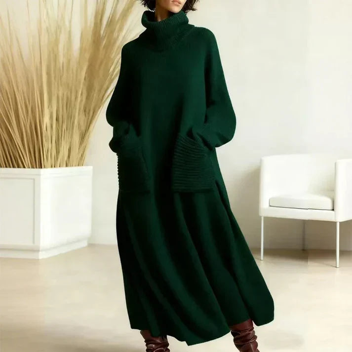 Irina High Collar Dress - Green