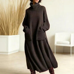 Irina High Collar Dress - Grey