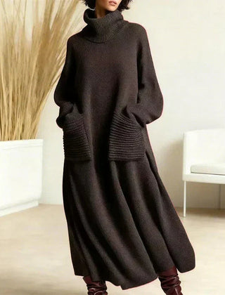Irina High Collar Dress - Grey