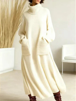 Irina High Collar Dress - White