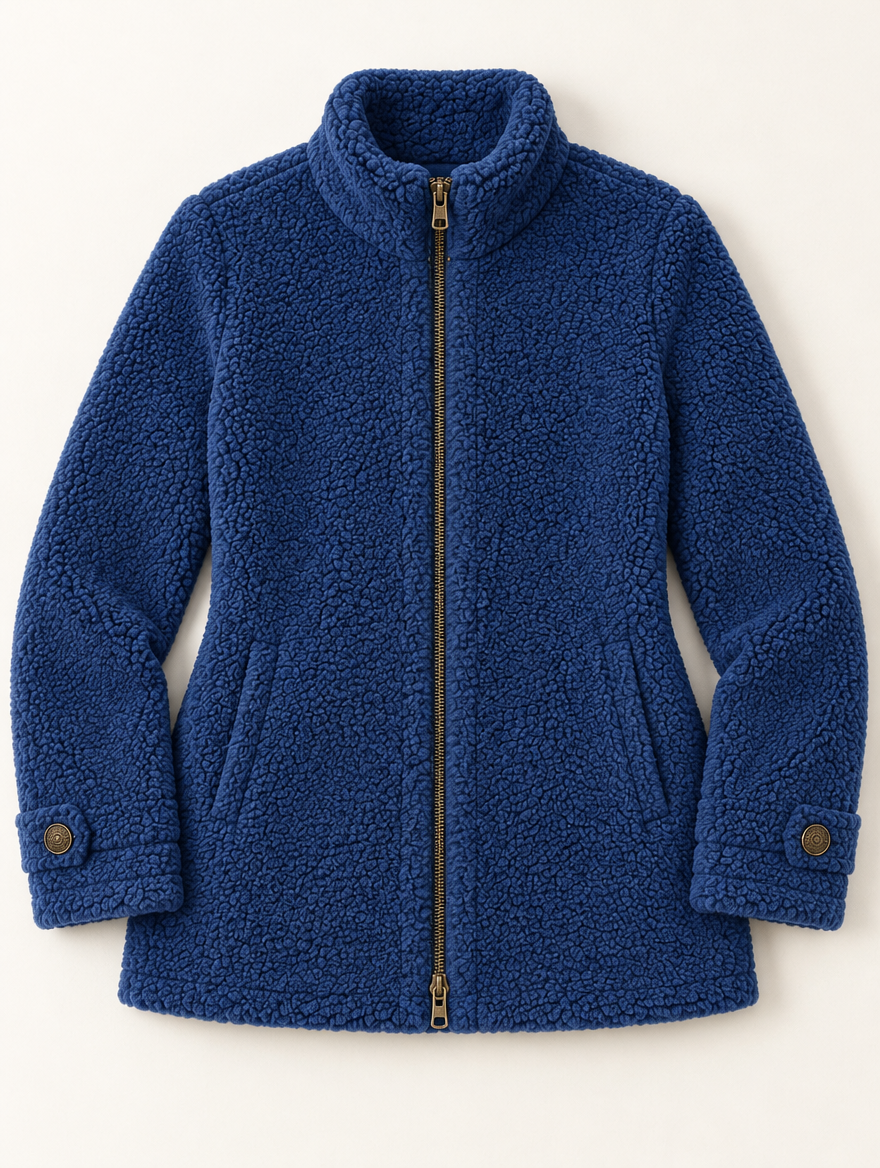 Nell | Sherpa Zip Jacket - Blue