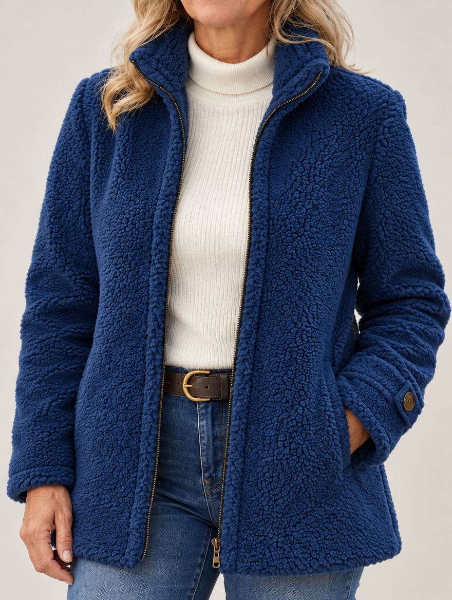 Nell | Sherpa Zip Jacket - Blue