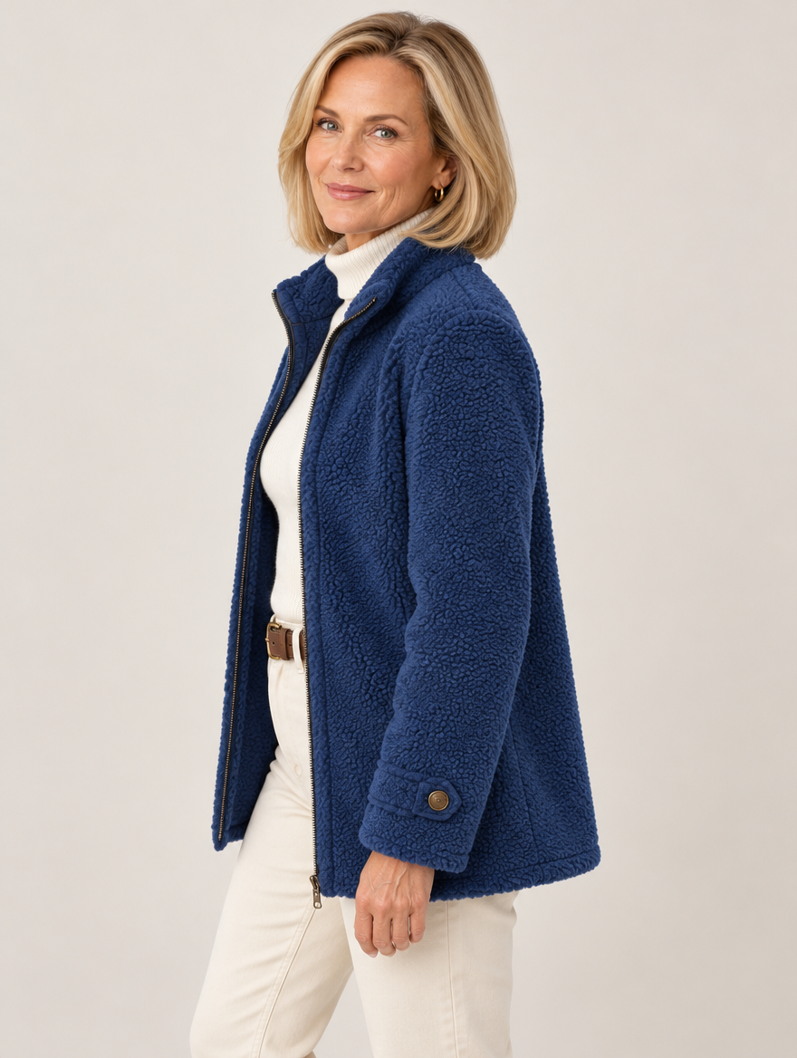 Nell | Sherpa Zip Jacket - Blue