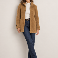 Nell | Sherpa Zip Jacket - Camel