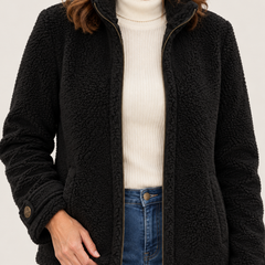 Nell | Sherpa Zip Jacket - Black