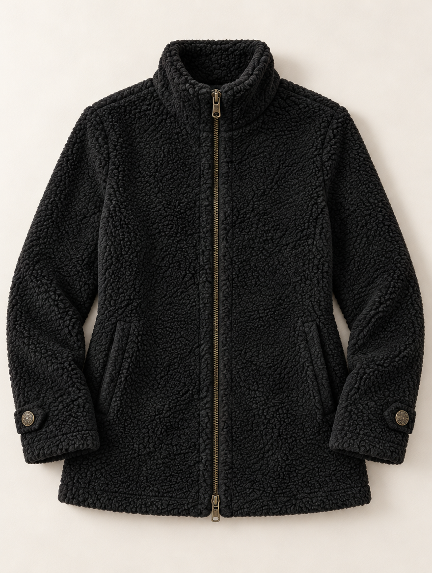 Nell | Sherpa Zip Jacket - Black