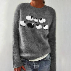 Bianka | Comfortable Cute Sheep Sweater - Grey