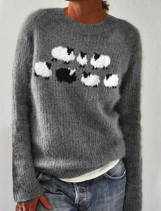 Bianka | Comfortable Cute Sheep Sweater - Grey