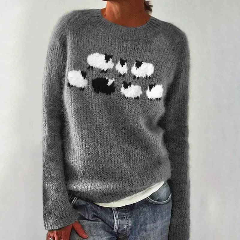Bianka | Comfortable Cute Sheep Sweater - Grey
