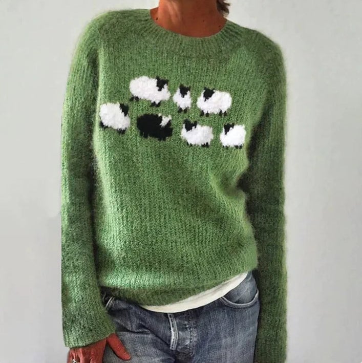 Bianka | Comfortable Cute Sheep Sweater - Green