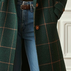 Adeline | Plaid Tweed Lapel Long-Sleeve Coat for Women