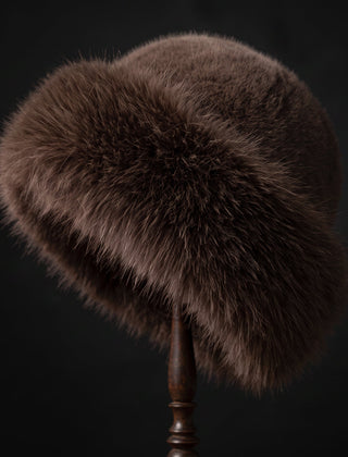 Ingrid | Soft Faux Fur Wide-Brim Bucket Hat - Brown