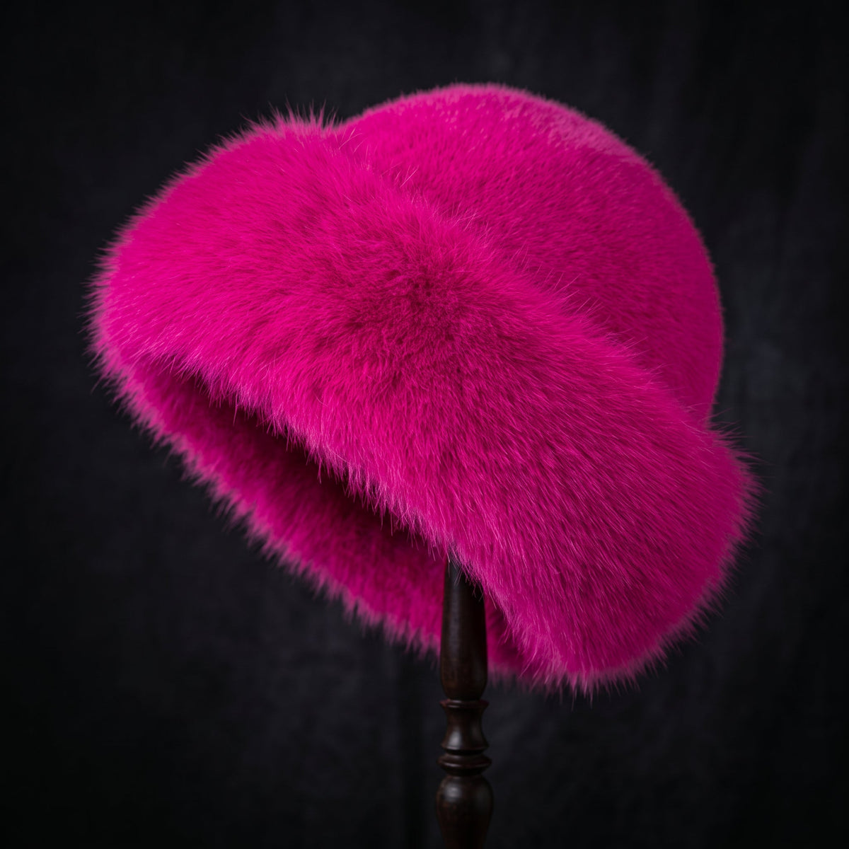 Ingrid | Soft Faux Fur Wide-Brim Bucket Hat - Vibrant Pink