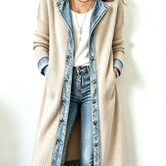 Riley | Casual Long-line Knit Cardigan - Beige