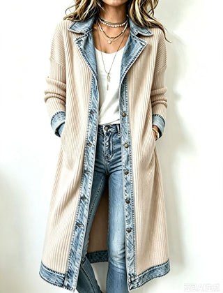 Riley | Casual Long-line Knit Cardigan - Beige
