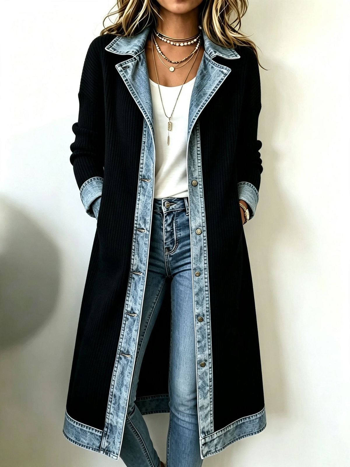 Riley | Casual Long-line Knit Cardigan - Black