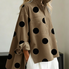 Peggy — Polka Dot Overshirt - Tan