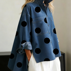 Peggy — Polka Dot Overshirt - Blue