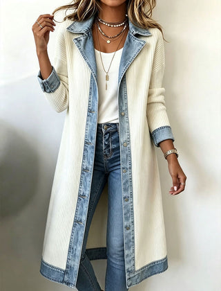 Riley | Casual Long-line Knit Cardigan - White