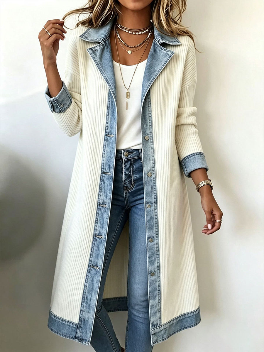 Riley | Casual Long-line Knit Cardigan - White