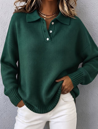 Marvelle | Chic Polo Hooded Knit Sweater - Green