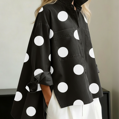 Peggy — Polka Dot Overshirt - Black