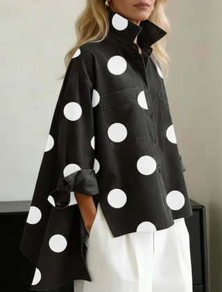 Peggy — Polka Dot Overshirt - Black