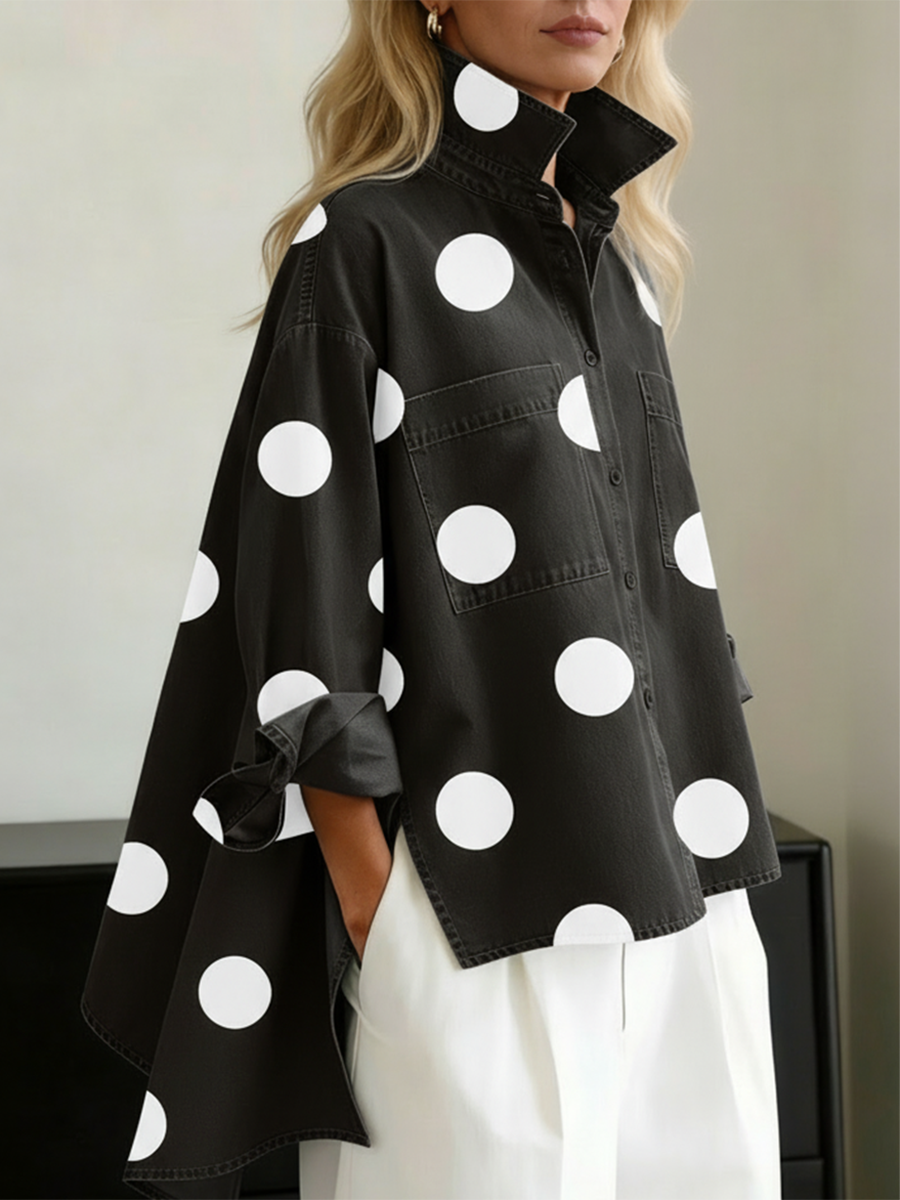 Peggy — Polka Dot Overshirt - Black