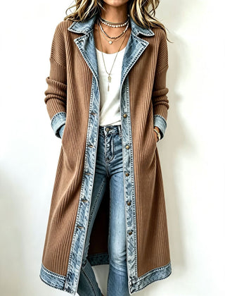 Riley | Casual Long-line Knit Cardigan - Khaki