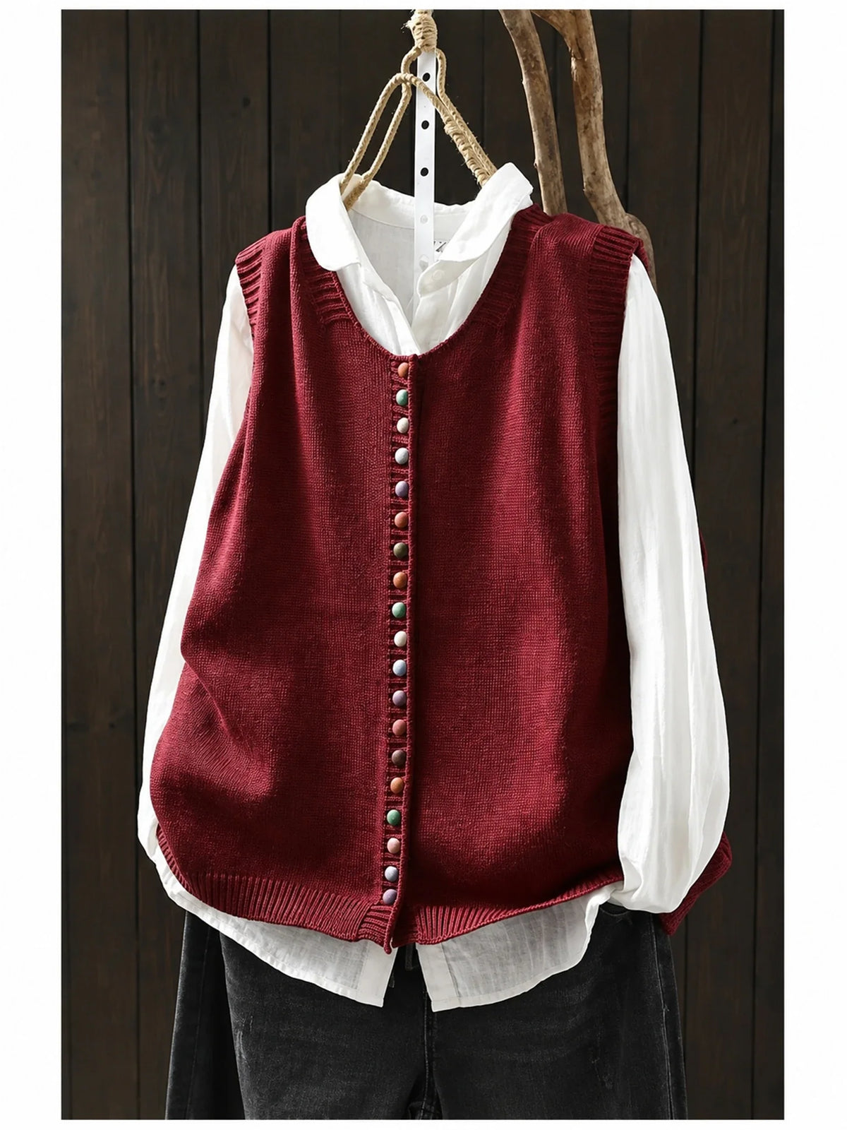 Shirley | Everyday Elegance Knit Vest - Red