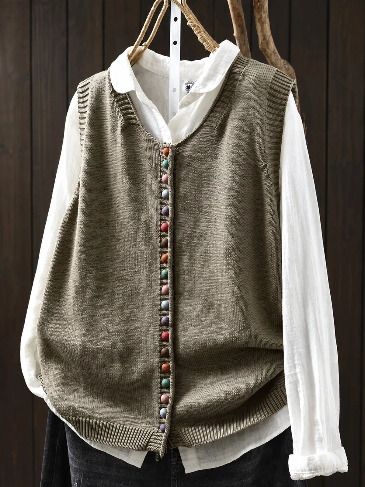 Shirley | Everyday Elegance Knit Vest - Khaki
