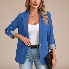 Cora | Rollable-Sleeve Soft-Tailored Blazer - Blue