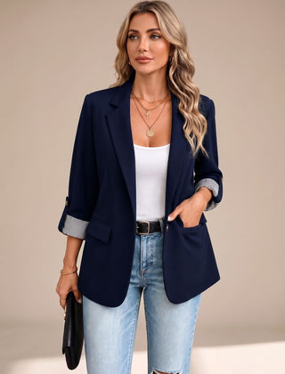 Cora | Rollable-Sleeve Soft-Tailored Blazer - Navy Blue