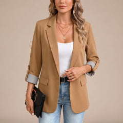Cora | Rollable-Sleeve Soft-Tailored Blazer - Brown