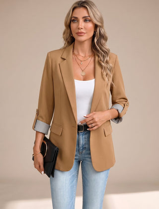 Cora | Rollable-Sleeve Soft-Tailored Blazer - Brown