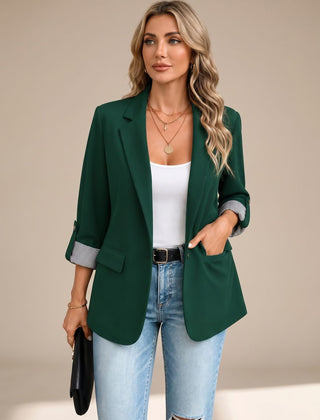 Cora | Rollable-Sleeve Soft-Tailored Blazer - Dark Green