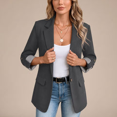 Cora | Rollable-Sleeve Soft-Tailored Blazer - Dark Grey